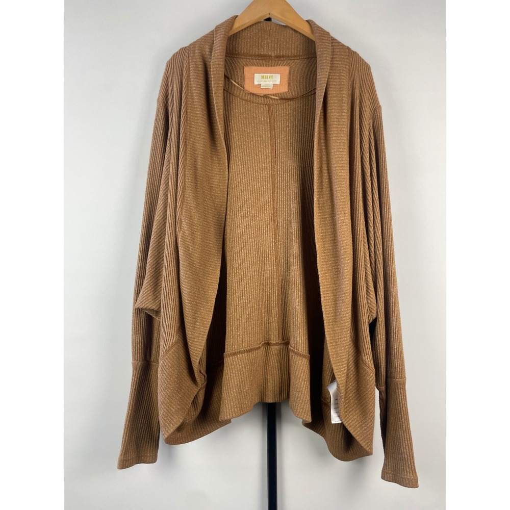 Maeve by Anthropologie Ribbed Open Front Cardigan Brown Dolman Sleeve Small
